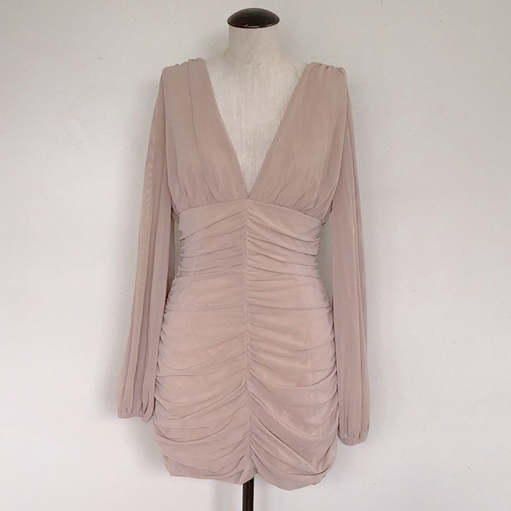 Pretty little thing long sleeve V neck mini dress